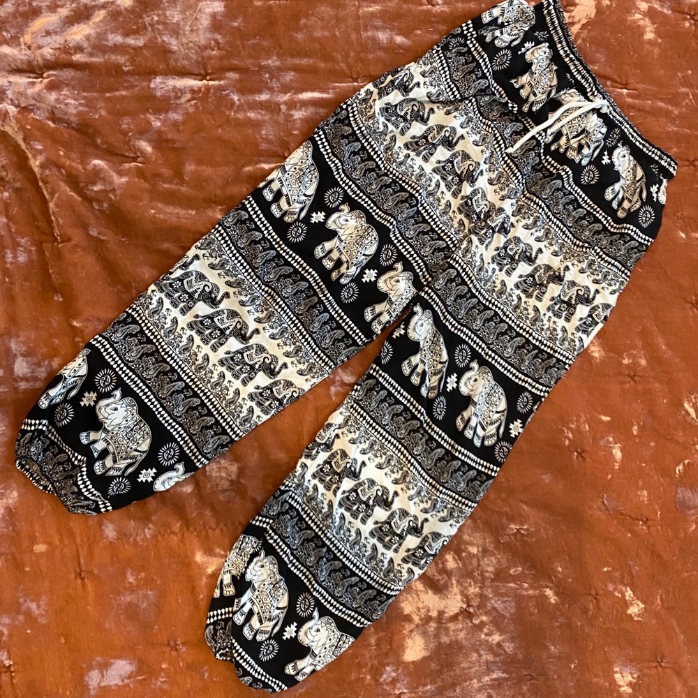 Flowy Elephant Print Yoga Pants